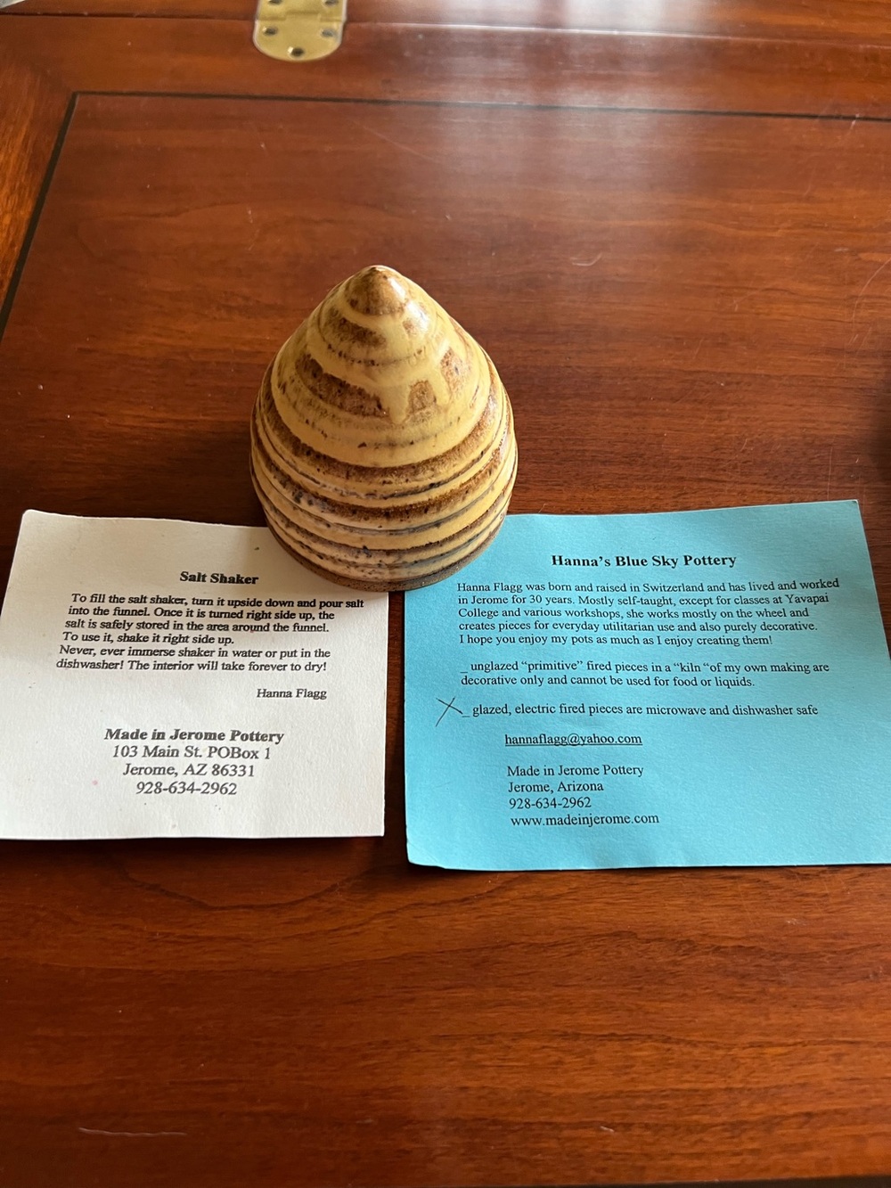 New Made In Jerome Pottery unique cone shaped salt shaker